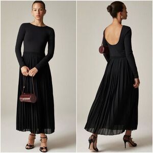 J.Crew Pleated Ballet Dress in Stretch Cotton Blend Black Size M NWT CF797